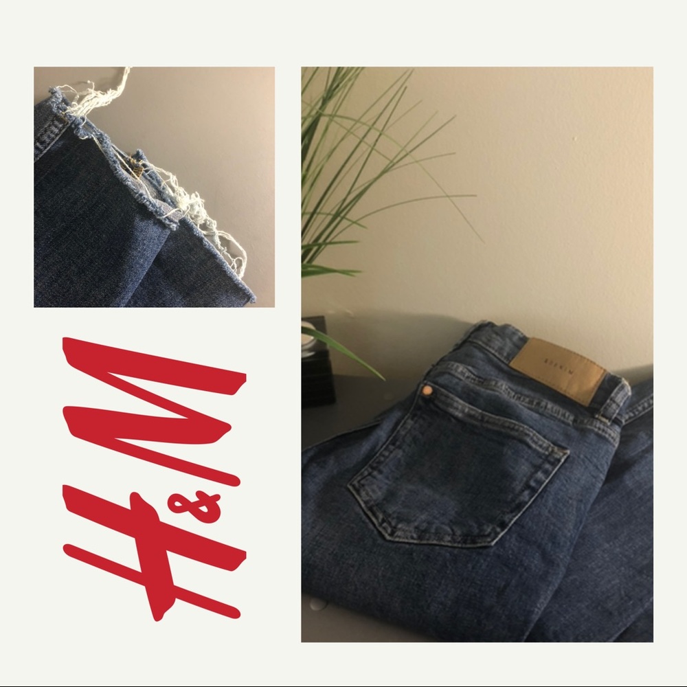 h&m girlfriend fit raw hem denim jeans